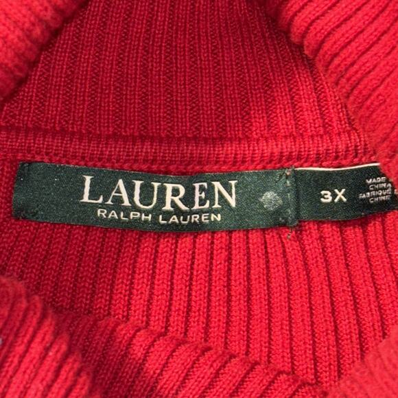 Lauren Ralph Lauren womens Sz 3X Red Ribbed Turtleneck - Picture 3 of 10